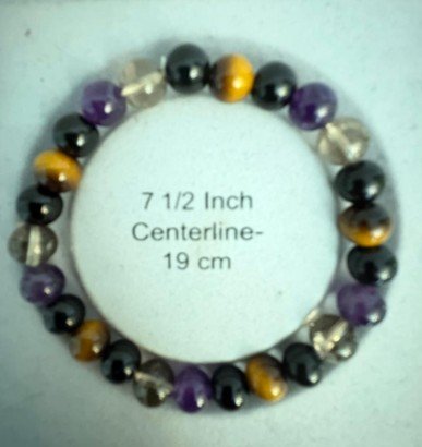 Tiger's Eye, Amethyst, Black Obsidian &Smoky Quartz Bracelet