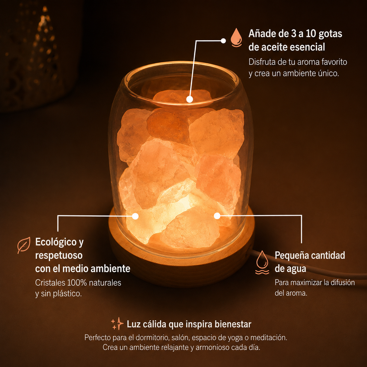 Aurora | Lámpara de Cuarzo Rosa