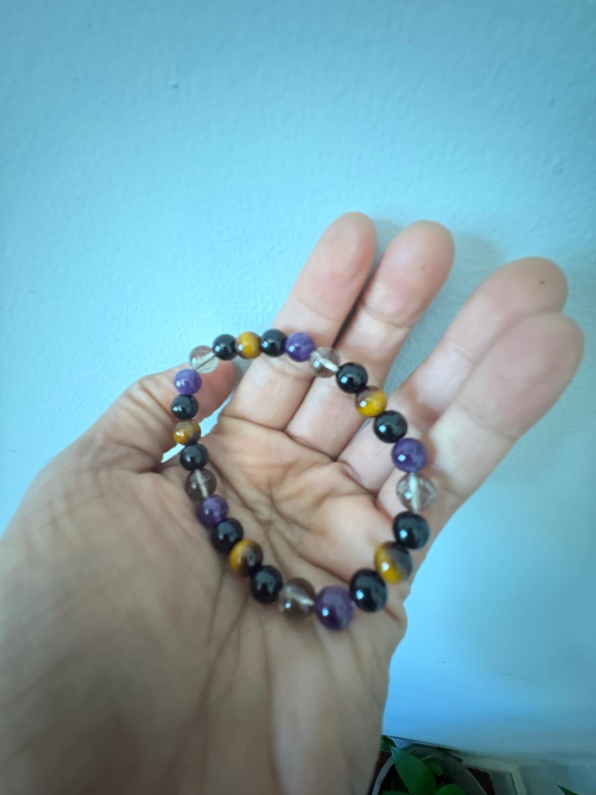 Tiger's Eye, Amethyst, Black Obsidian &Smoky Quartz Bracelet